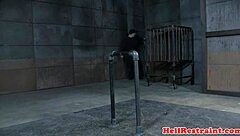 tiedup scarred sub toyed and caned by maledom in bondage deepthroat gagging