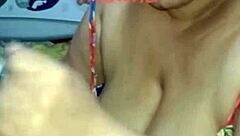 The whore jerks and milks the dick.