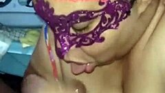 The whore jerks and milks the dick.