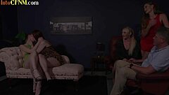 Slutty amateur milfs give dominant group blowjobs and handjobs in cfnm while clothed and wearing shoes.