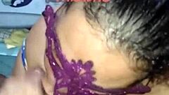 The whore jerks and milks the dick.