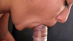 Sexy brunette gives her uncle a deepthroat blowjob and more