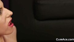 horny doll gulps jizz on face?