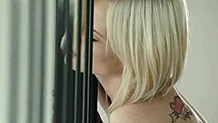 Eurobabe rides monster cock in group bang