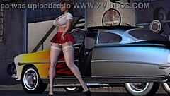 Hot Rod Dancer Alexxa Twerks Solo in 3D Cartoon