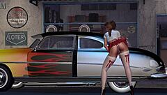 Hot Rod Dancer Alexxa Twerks Solo in 3D Cartoon