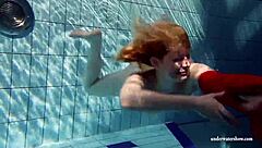 Russian girl Lucie goes for a swim in the shower and gets wet