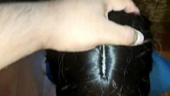 Shaved secretary candidate receives oral and creampie.