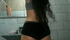 Amateur mom shows her big ass and tits in the bathroom