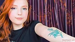 Oh, amazing redhead blows herself on webcam in cosplay!