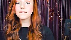 Oh, amazing redhead blows herself on webcam in cosplay!