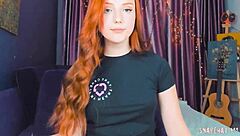 Oh, amazing redhead blows herself on webcam in cosplay!