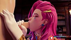 Serafina's hot double blowjob in League of Legends hentai