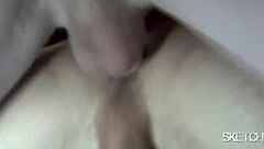 Double D gets cum dumped on ass in gangbang!