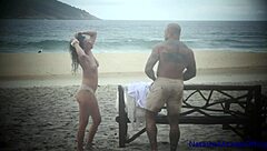 Public beach fuck with real amateur couple renewing vows in wild outdoor action