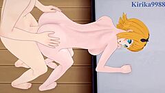 Beautiful anime girls Akane Kurokawa and Mem-cho in hot scene