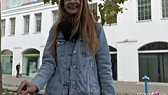 Skinny Teen Adelle Picked Up on Street for Intense Orgasm