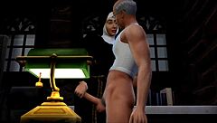 Nuns gone wild in a hot threesome scene in The Sims 4