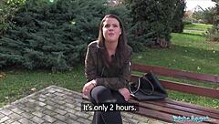 public agent interviews student outdoors in reality