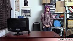 Petite teen with purple hair gets punished and fucked