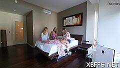 Petite teens obsessed with big dicks in group