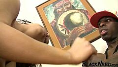 I watched this interracial sex video with a black haired stripper, she licked my monster cock and I assfucked her big wet ass.