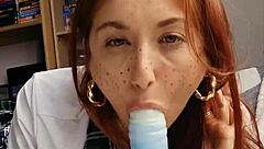 Teen uses Bad Dragon dildo for creampie in sex tape