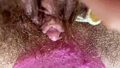 Extreme Big Clit Rubbing Wet Hairy Pussy Orgasm Closeup