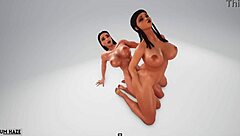 Futa babe interacts with busty character in 3d anime