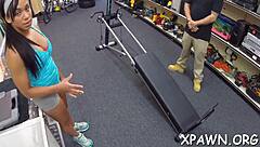 Free blowjob porn with a bimbo in a shop