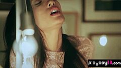 Classy Brunette Babe Teasing Her Pussy in Sexy Lingerie?