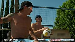 Brunette babe Kortney Kane sucking and fucking in group