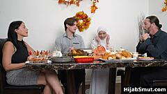 Muslim Girl Gets Fucked Hard on Thanksgiving Table with Toys.