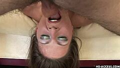 brunette teen sucks dude's cock so wet and nasty