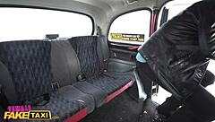 Sofia Lee uses tits to help black guy cum in taxi