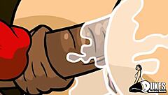 The submissive woman, bound and blindfolded, endures deepthroat in a high-definition fetish scene.