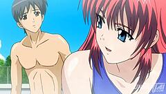 Hentai stepsiblings nearly caught banging by pool