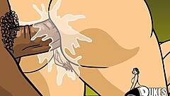 The submissive woman, bound and blindfolded, endures deepthroat in a high-definition fetish scene.