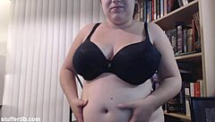 Snacking on tiramisu cake cute teen 18+ chubby tits belly