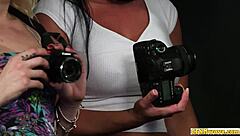 European babes tug cocks in cfnm humiliation group session