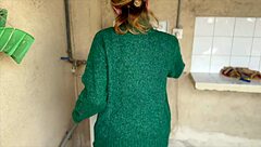 Fucked neighbor in washing machine room, little blonde cums twice from orgasm.