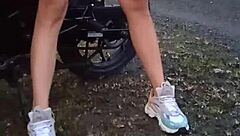 showing tits and pussy outdoors