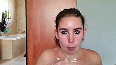 Gathering Saliva While Repeatedly Fucking Throat With Double Ended Dildo In Saliva Fetish.