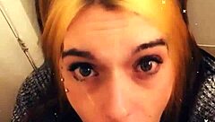 Pretty Shemale On Knees Sucks Cock