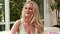 Bold threesome with wife and blonde neighbor.