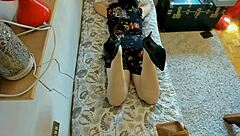 gorgeous italian milf shows her sexy feet in lingerie