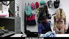 Mall officer punishes teen 18+ shoplifter with deep blowjob and monster cock