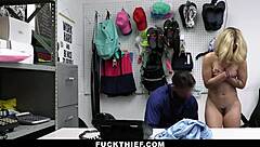 Mall officer punishes teen 18+ shoplifter with deep blowjob and monster cock