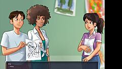 Beautiful brunette gets her ass spanked in the art class in Summertime Saga