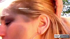 Two Bitches Spanked in Fetish 3some Cum in Mouth Latina Blonde Big Cock